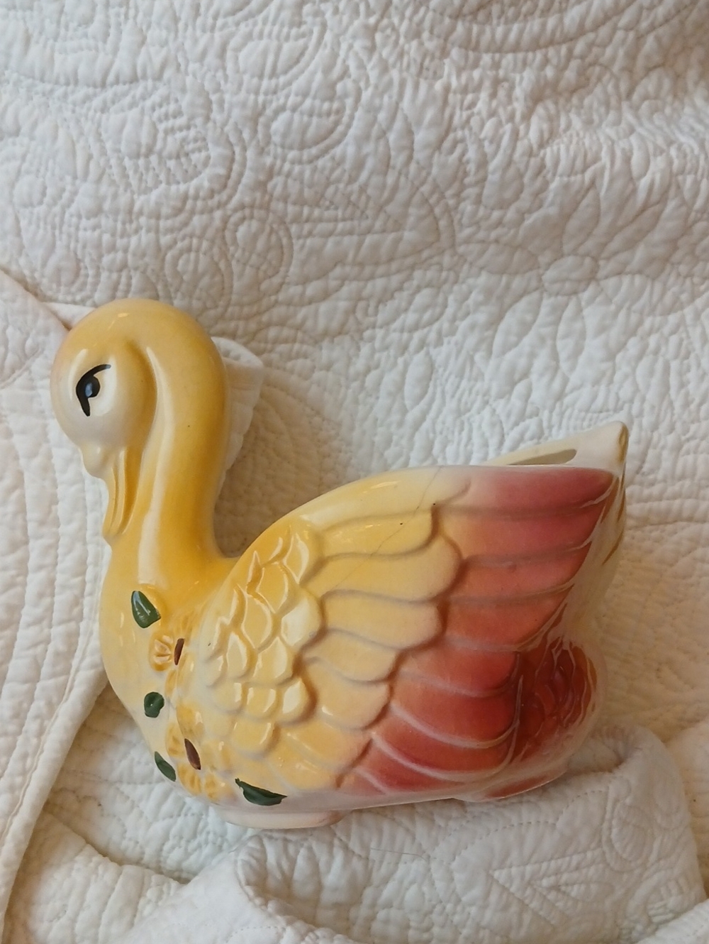 Vintage Kitch Colorful Swan Planter